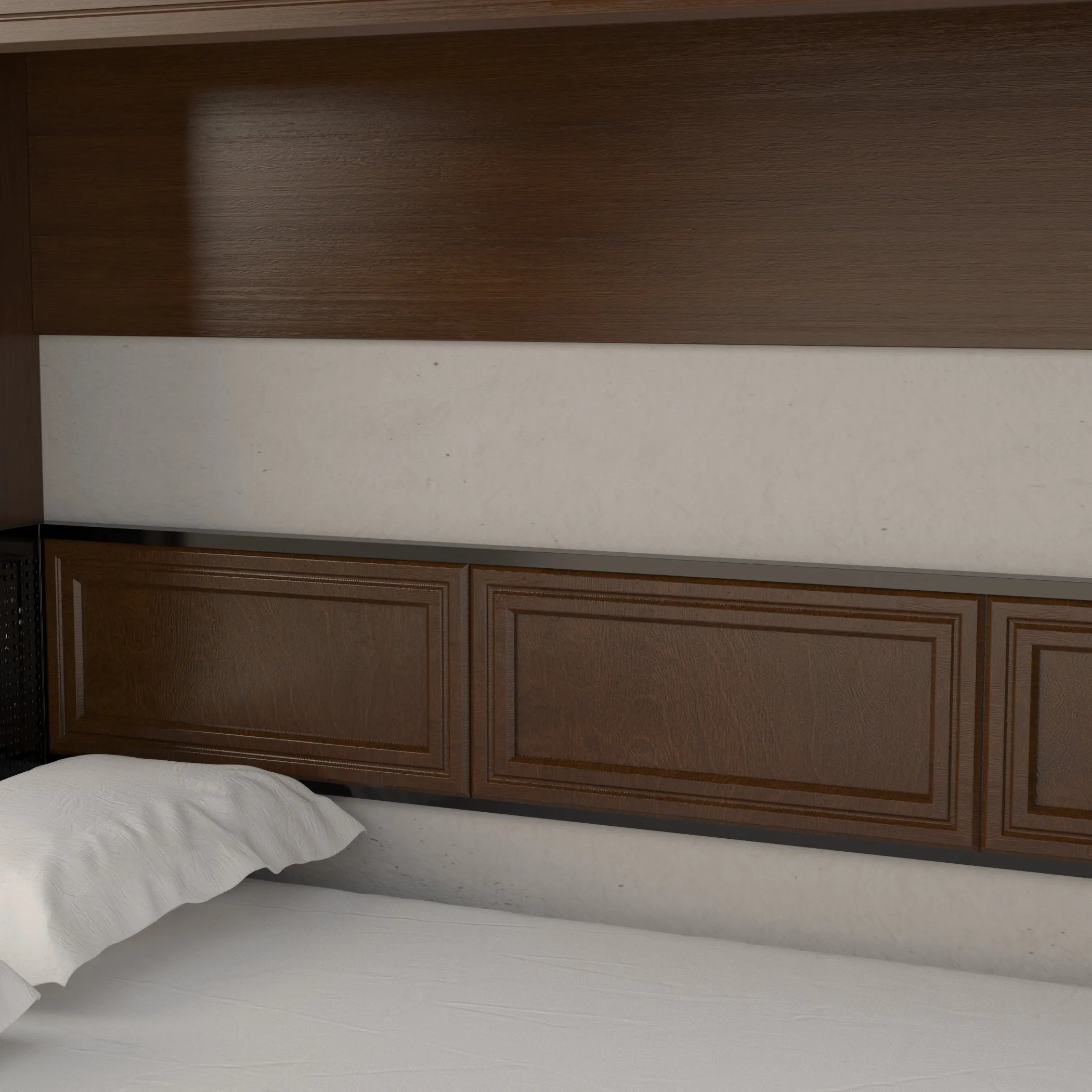Leto Muro - Full Landscape Wall Bed with Desk in Walnut Finish