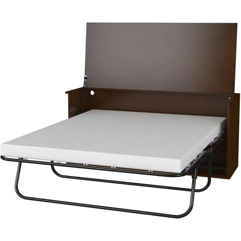 Leto Muro - Queen Console Desk Cabinet Bed with Mattress in White or Brown Finish