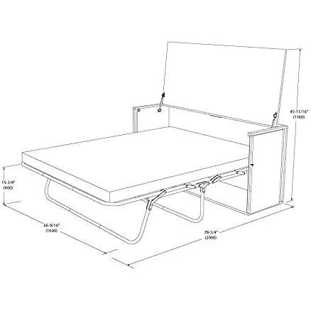 Leto Muro - Queen Console Desk Cabinet Bed with Mattress in White or Brown Finish