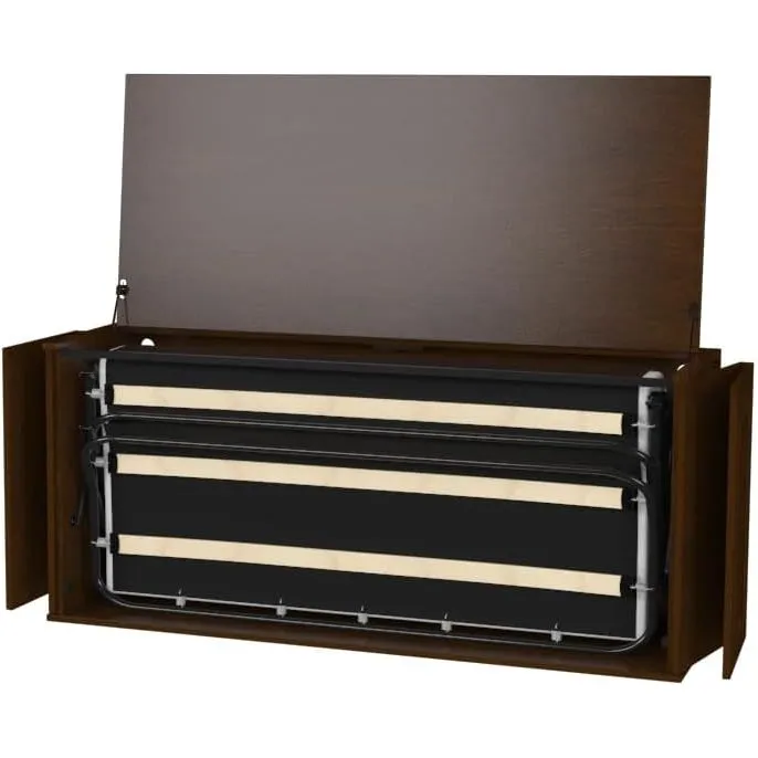 Leto Muro - Queen Console Desk Cabinet Bed with Mattress in White or Brown Finish