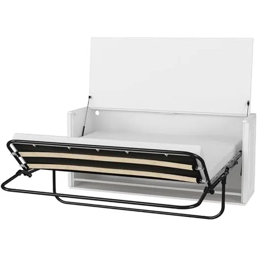 Leto Muro - Queen Console Desk Cabinet Bed with Mattress in White or Brown Finish