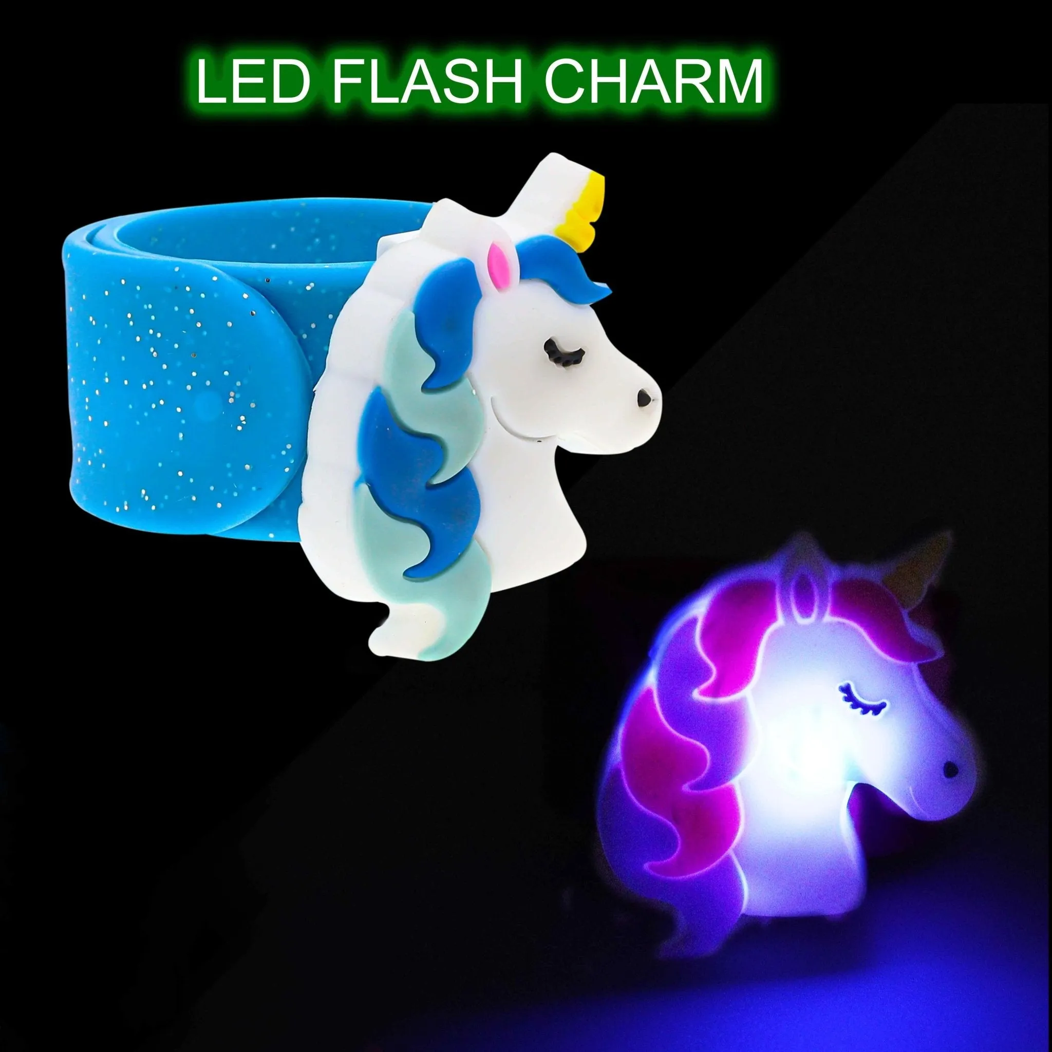 Light Up LED Unicorn Slap Bracelets - 3 Pack