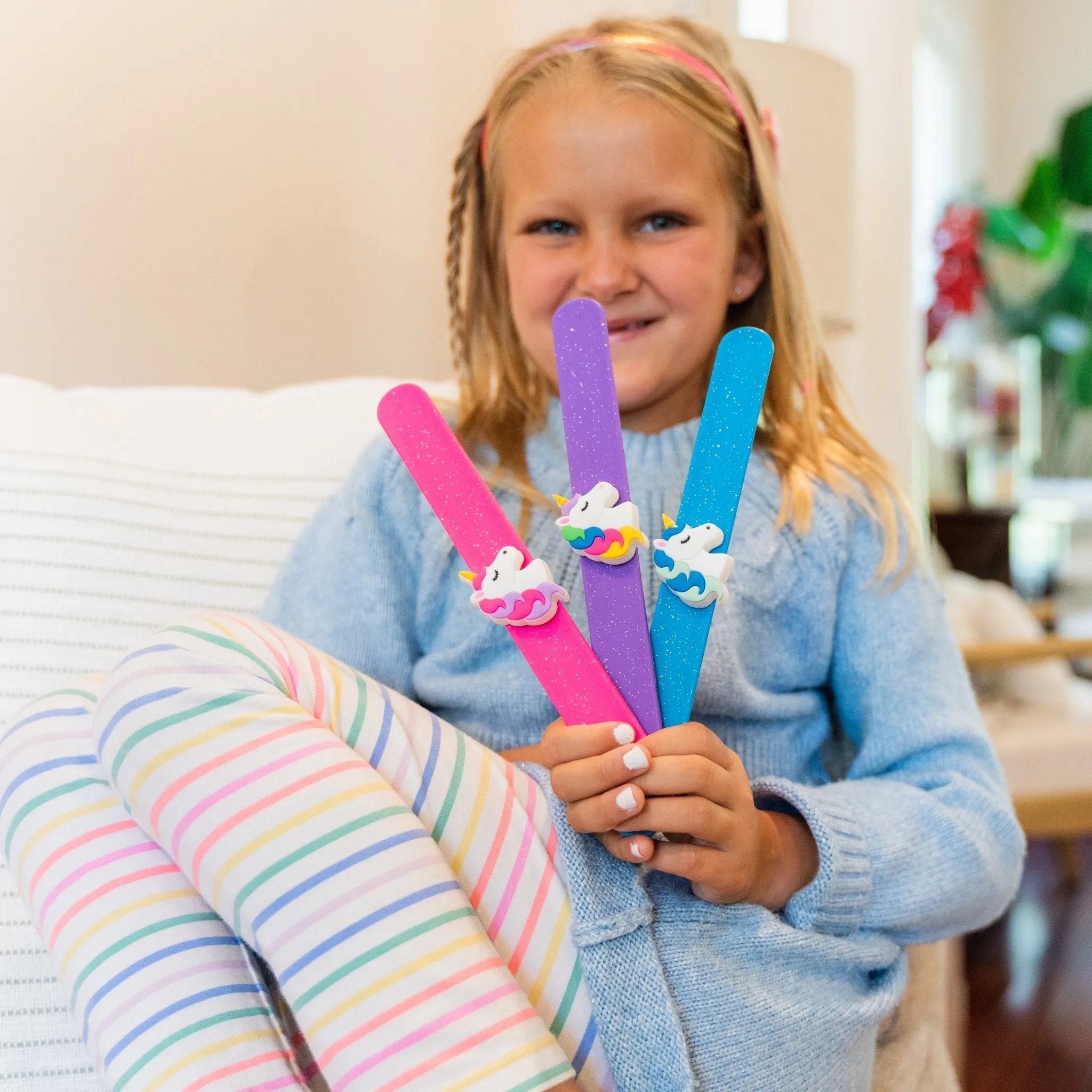 Light Up LED Unicorn Slap Bracelets - 3 Pack