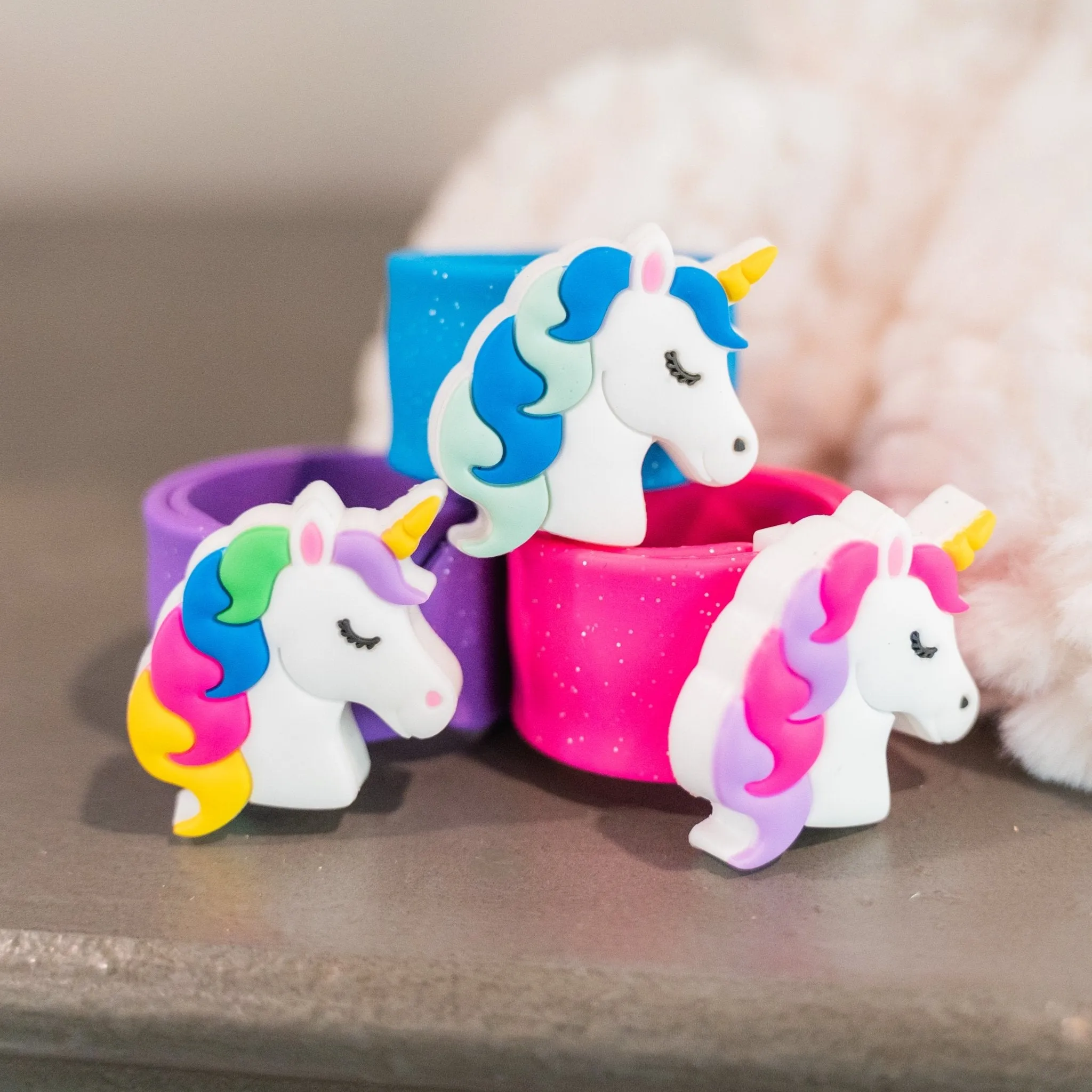 Light Up LED Unicorn Slap Bracelets - 3 Pack
