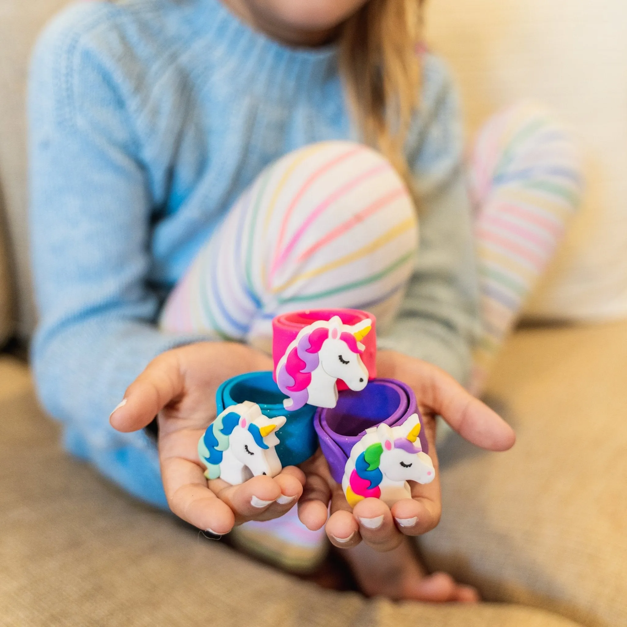 Light Up LED Unicorn Slap Bracelets - 3 Pack