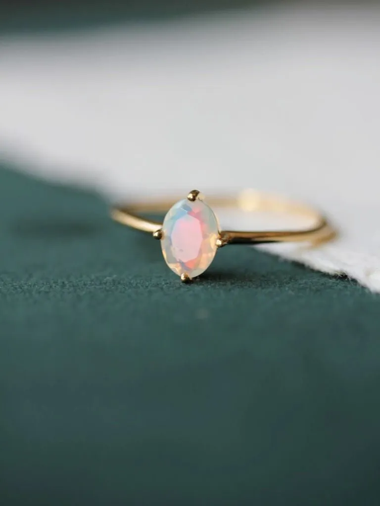 Little Gold Ava Ring (Opal)