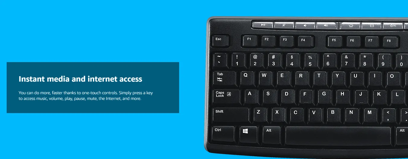 Logitech MK200 Media Wired Full-sized Keyboard with Spill-Resistant Design, 8 Multiple Hot Keys, and Optical Mouse Combo (Black)