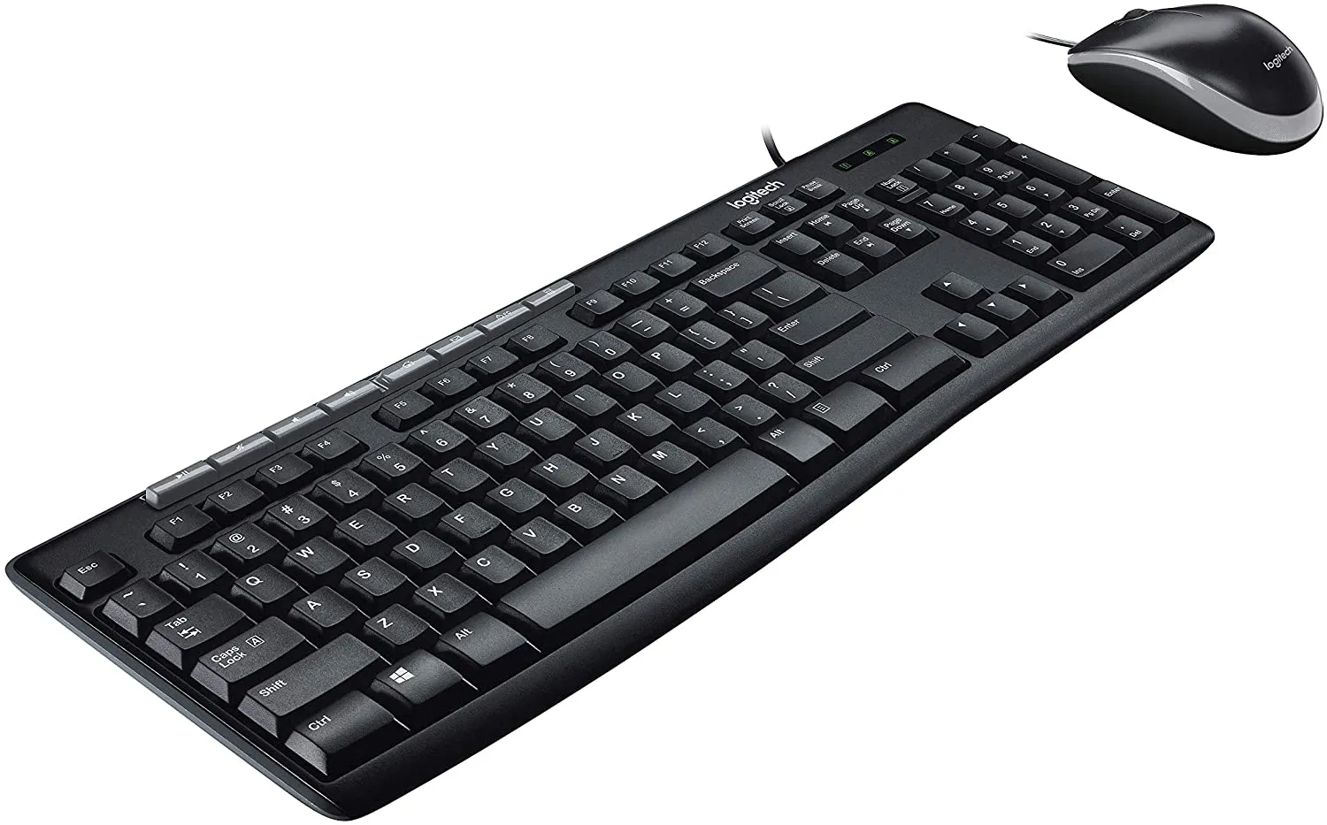 Logitech MK200 Media Wired Full-sized Keyboard with Spill-Resistant Design, 8 Multiple Hot Keys, and Optical Mouse Combo (Black)