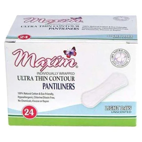 MAXIM - Natural Ultra Thin Contour Pantiliners Chlorine Free Hypoallergenic - 24 Pieces