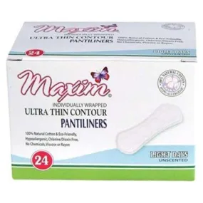 MAXIM - Natural Ultra Thin Contour Pantiliners Chlorine Free Hypoallergenic - 24 Pieces
