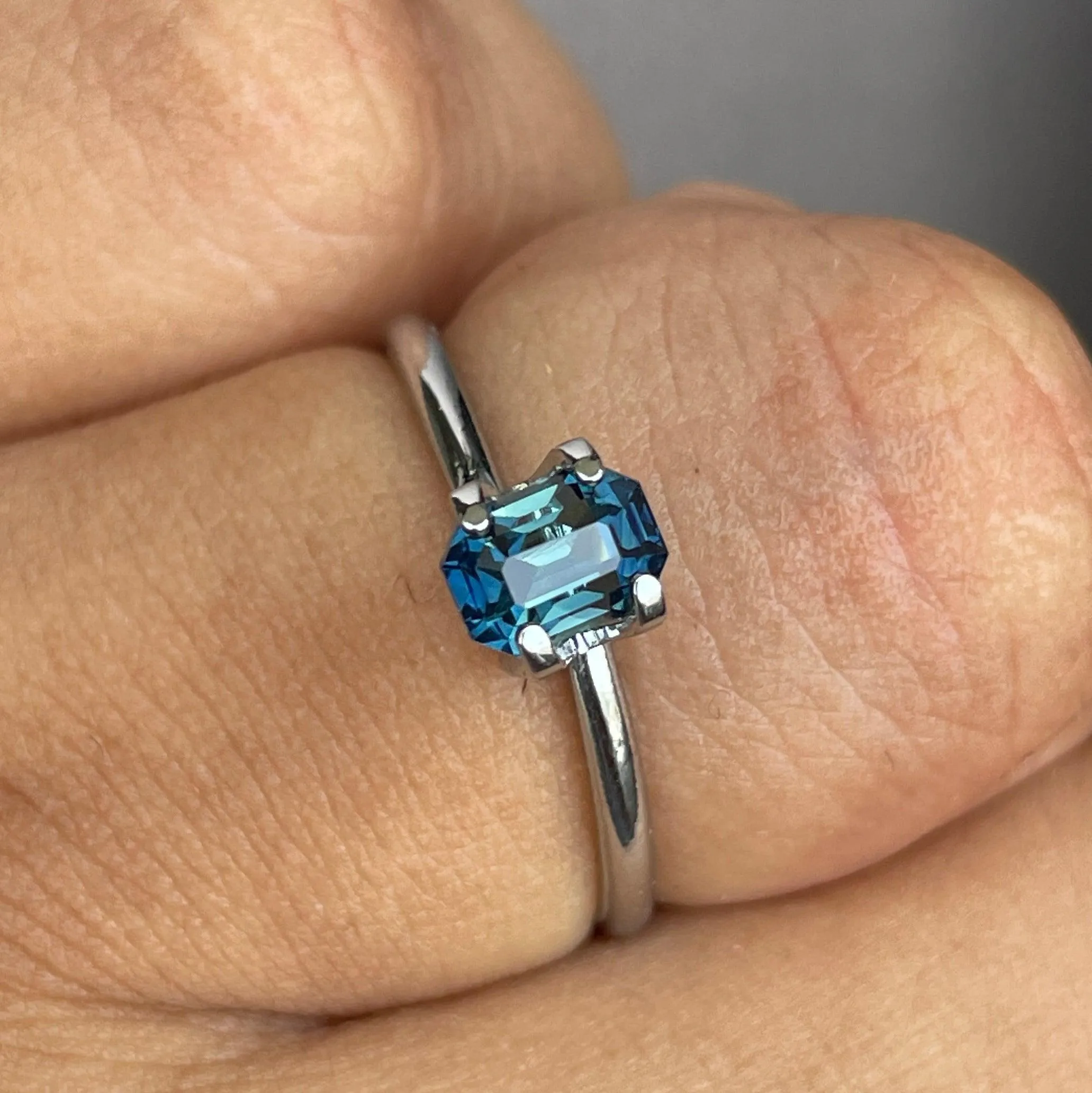 Natural Blue Green Sapphire Emerald Cut 1.13 Carat
