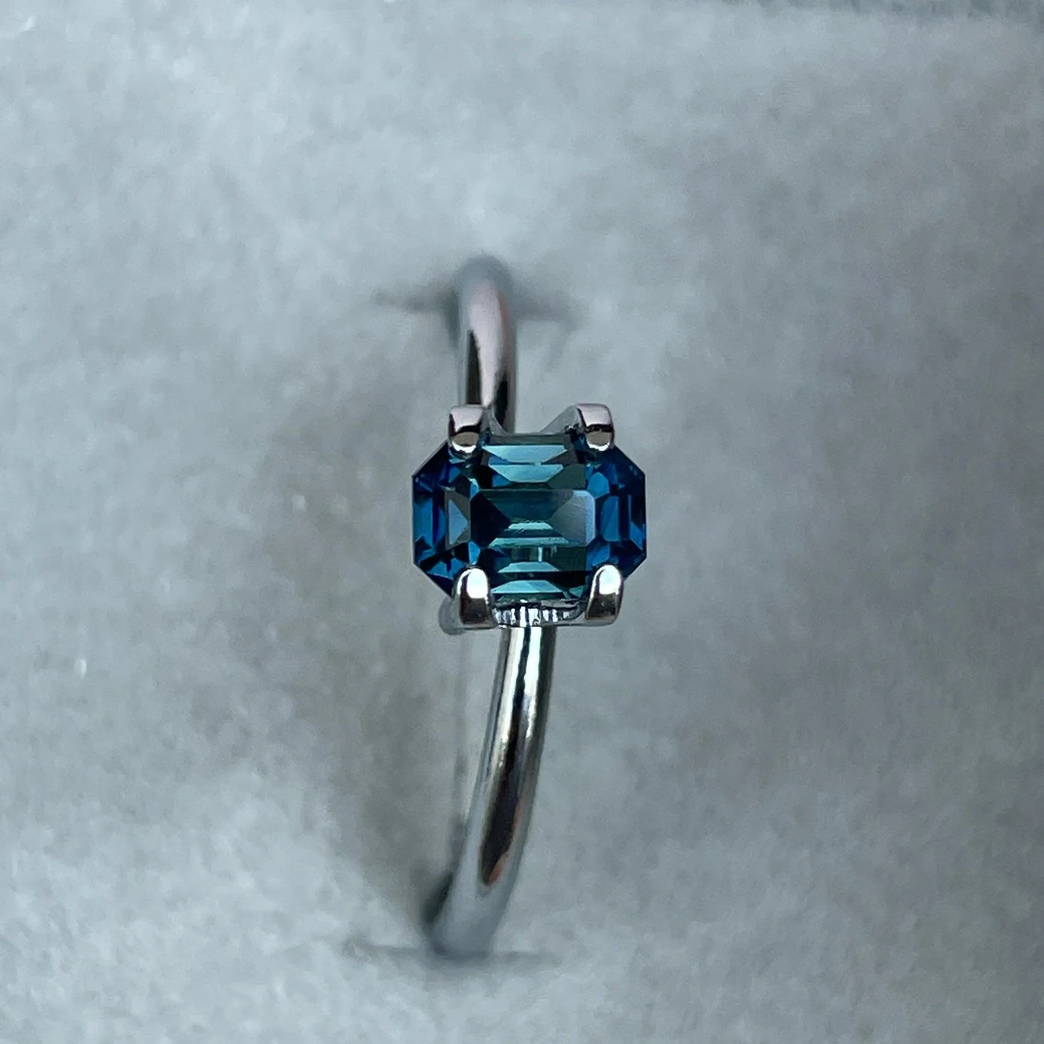 Natural Blue Green Sapphire Emerald Cut 1.13 Carat