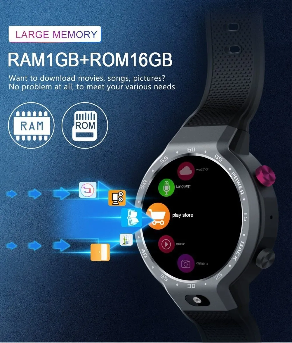 New Android 7.1 5MP 4G WIFI Smart Watch Heart Rate Fitness Tracker For iPhone Android Xiaomi