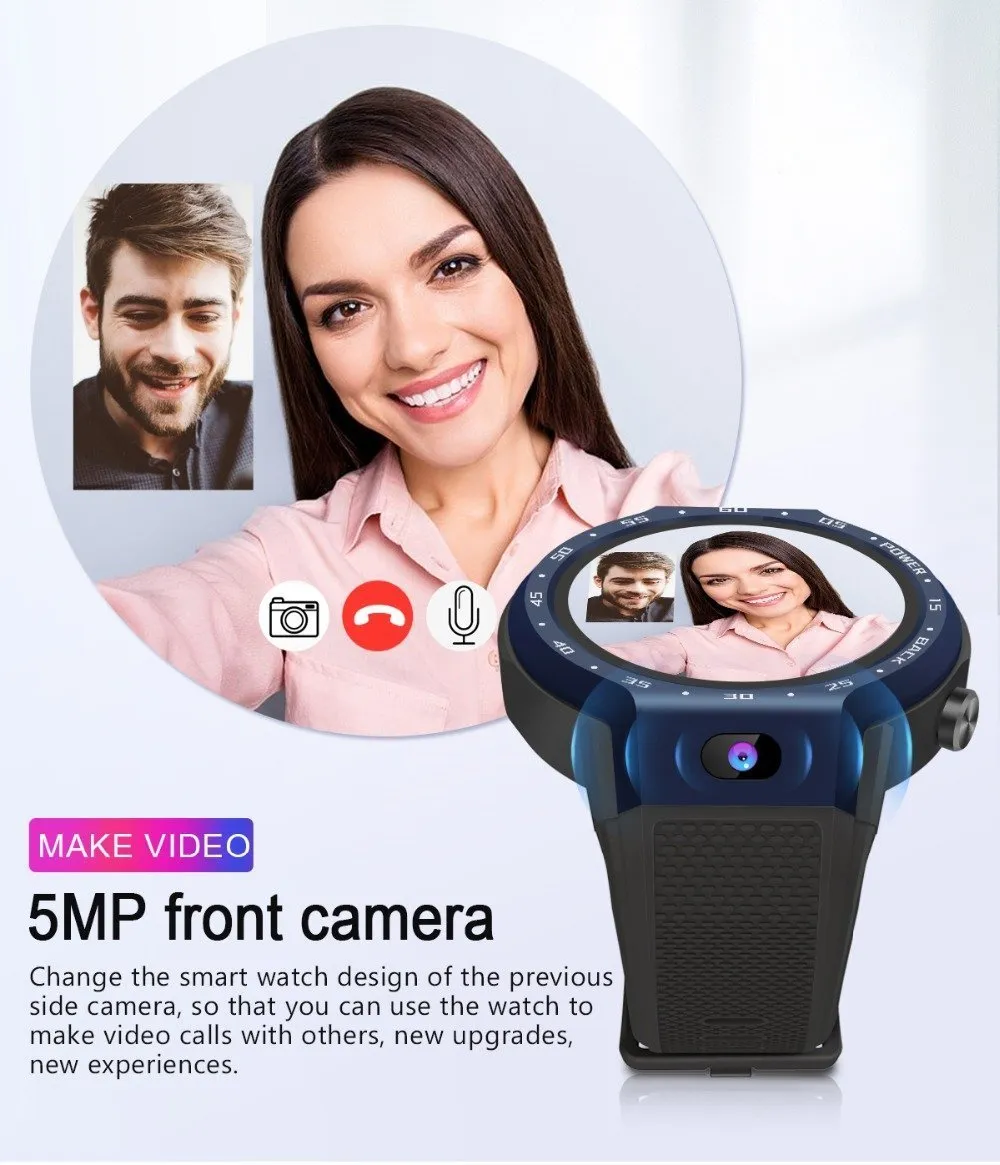 New Android 7.1 5MP 4G WIFI Smart Watch Heart Rate Fitness Tracker For iPhone Android Xiaomi