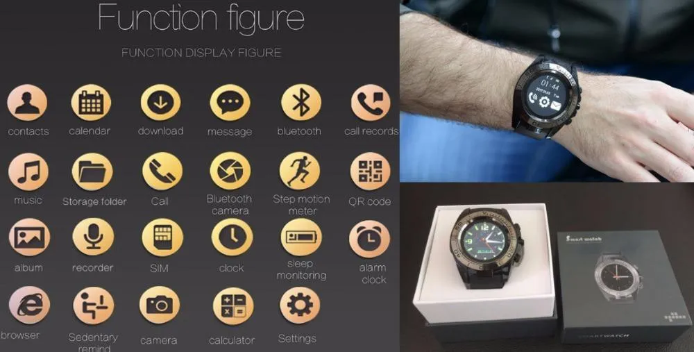 New Bluetooth Clock Smart Sports Watch  Men for Android Support SIM TF Card Alarm Clock Camera