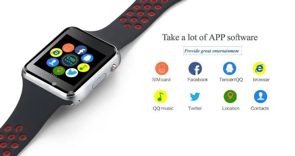 New Bluetooth Smart Watch With Camera Facebook Whatsapp Twitter Sync SMS Smartwatch For iPhone Android