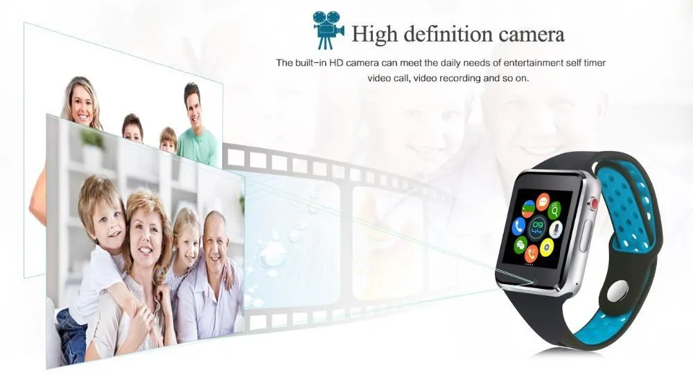 New Bluetooth Smart Watch With Camera Facebook Whatsapp Twitter Sync SMS Smartwatch For iPhone Android