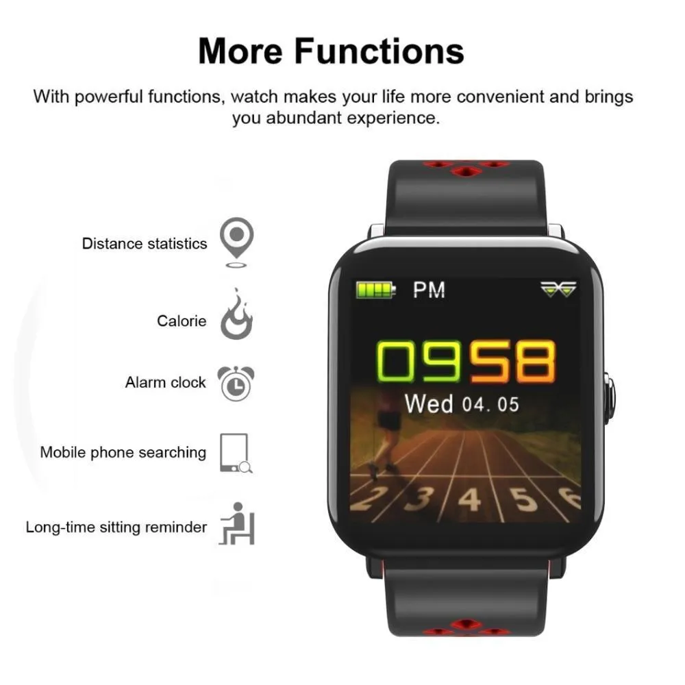 New Bluetooth Sport Watch Colour Smart Watch Waterproof Heart Rate Sleep Monitor For iOS Android