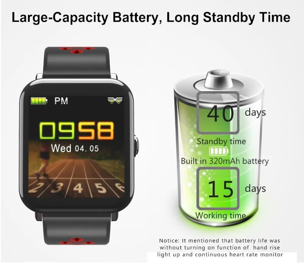 New Bluetooth Sport Watch Colour Smart Watch Waterproof Heart Rate Sleep Monitor For iOS Android