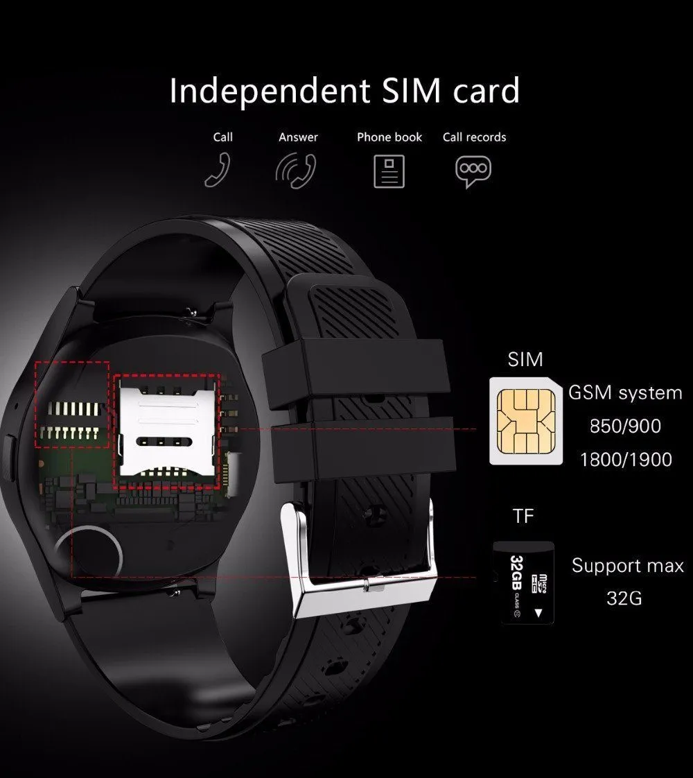 New Fitness Sports Smart Watch w/ Camera Bluetooth Wristwatch Tracker Smartwatch for Android IOS phone