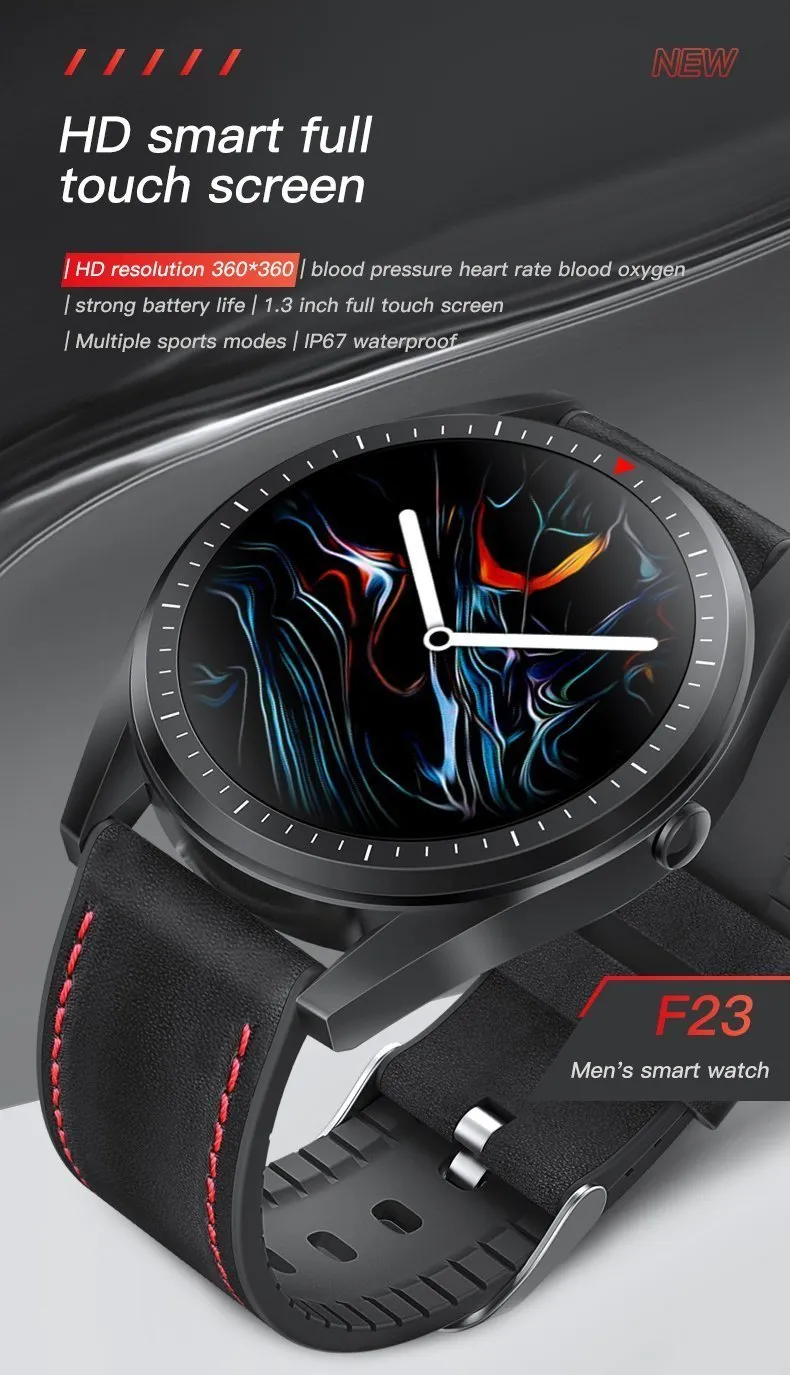 New Heart Rate Fitness Tracker 1.3'' Inch Full Touch Screen Bracelet Smart Watch