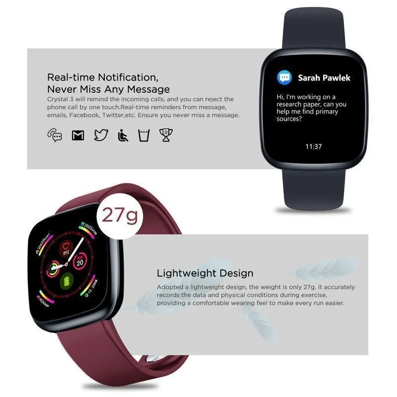 New IP67 Waterproof Heart Rate Long Battery Life IPS Colour Screen Smart Watch For Android IOS