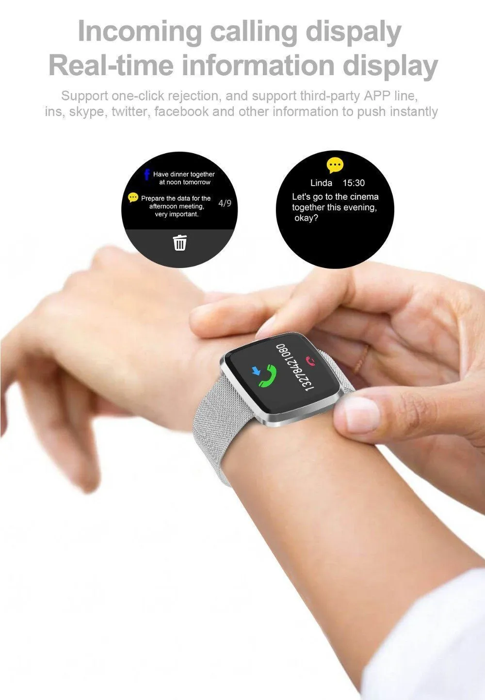 New IP67 Waterproof Smart Watch Heart Rate Blood Pressure Monitor  Fitness Tracker For Men Women