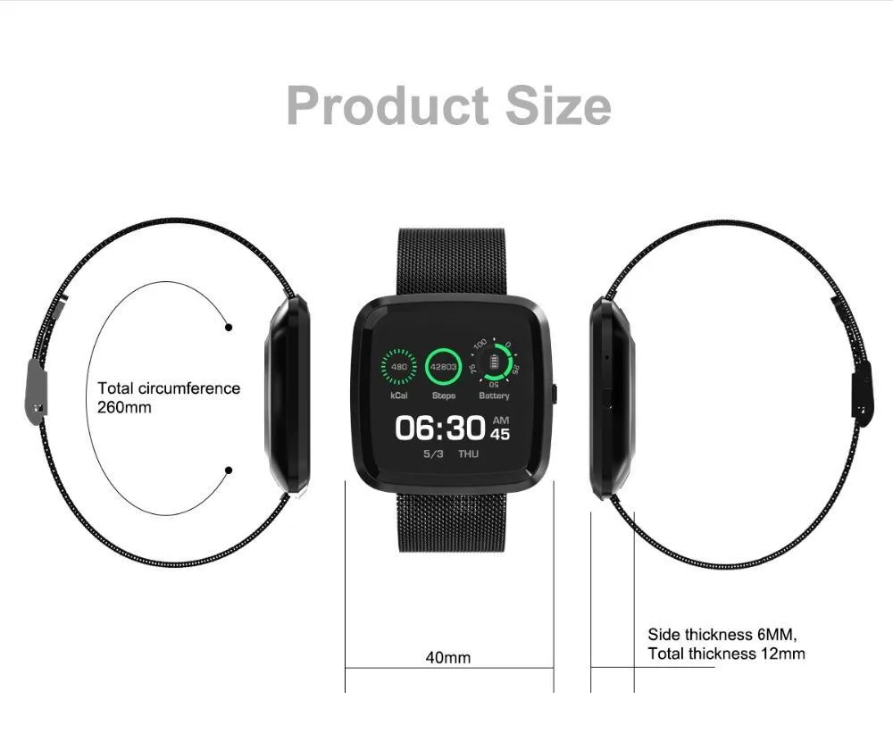 New IP67 Waterproof Smart Watch Heart Rate Blood Pressure Monitor  Fitness Tracker For Men Women