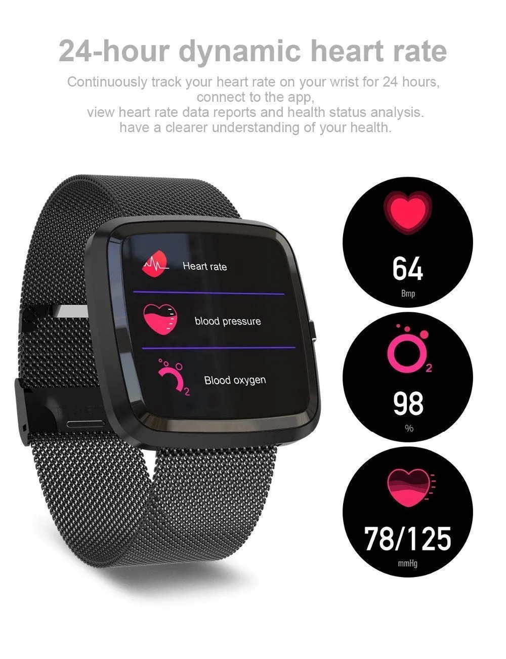 New IP67 Waterproof Smart Watch Heart Rate Blood Pressure Monitor  Fitness Tracker For Men Women