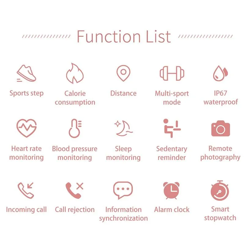 New Luxury Ladies IP67 Waterproof Heart Rate Fitness Tracker Bluetooth Fitness Tracker Bracelet