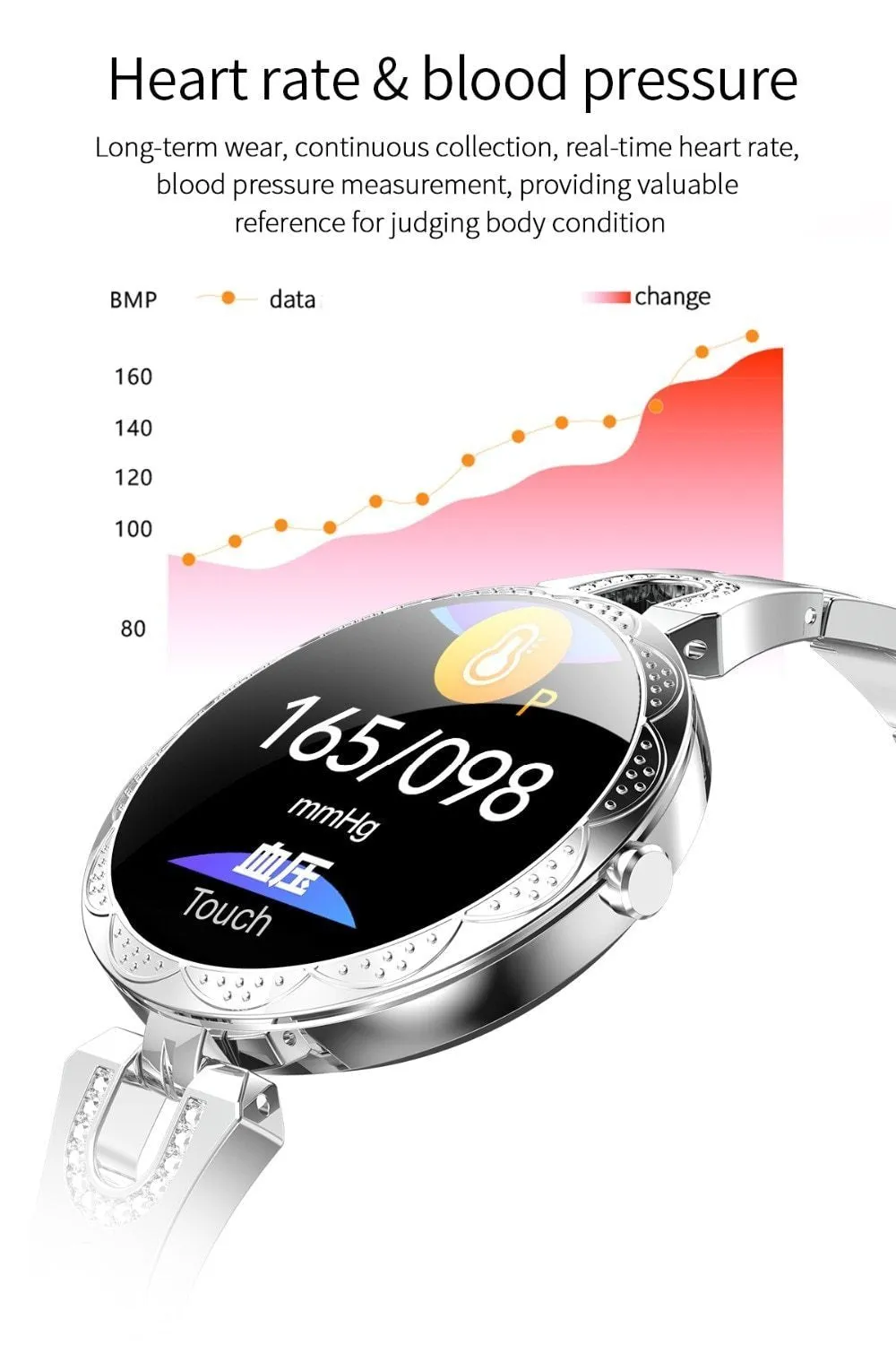 New Luxury Ladies IP67 Waterproof Heart Rate Fitness Tracker Bluetooth Fitness Tracker Bracelet