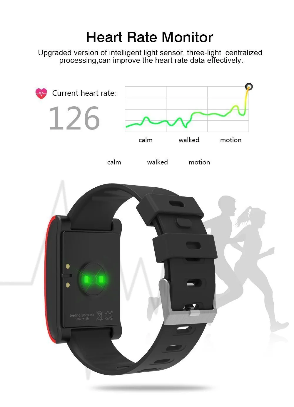 New Smart Watch Waterproof Bluetooth Smart Band Heart Rate Blood Pressure Monitor Pedometer for Android IOS