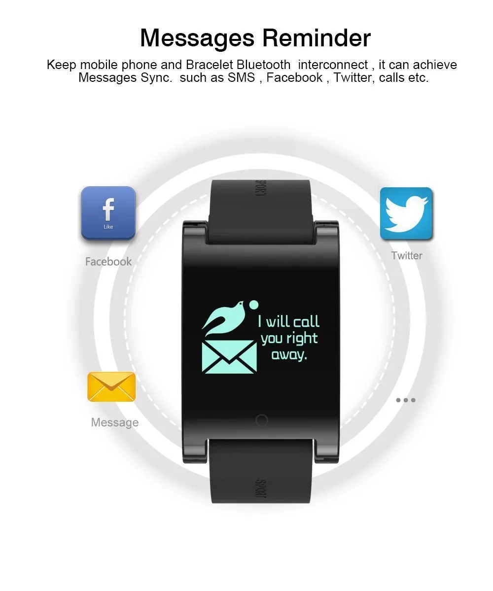 New Smart Watch Waterproof Bluetooth Smart Band Heart Rate Blood Pressure Monitor Pedometer for Android IOS