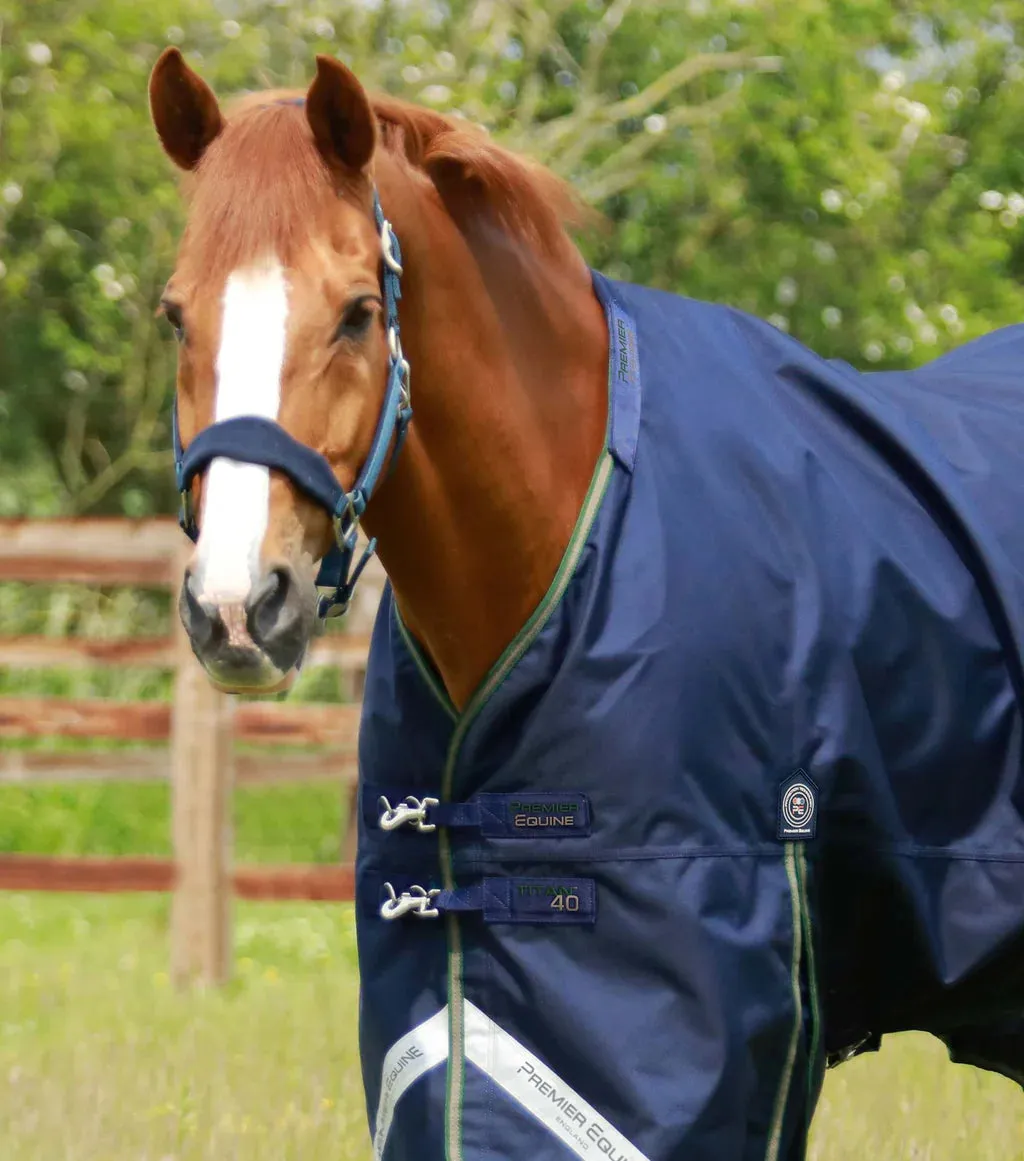 Premier Equine Titan 40g Turnout Rug with Snug-Fit Neck Cover Navy