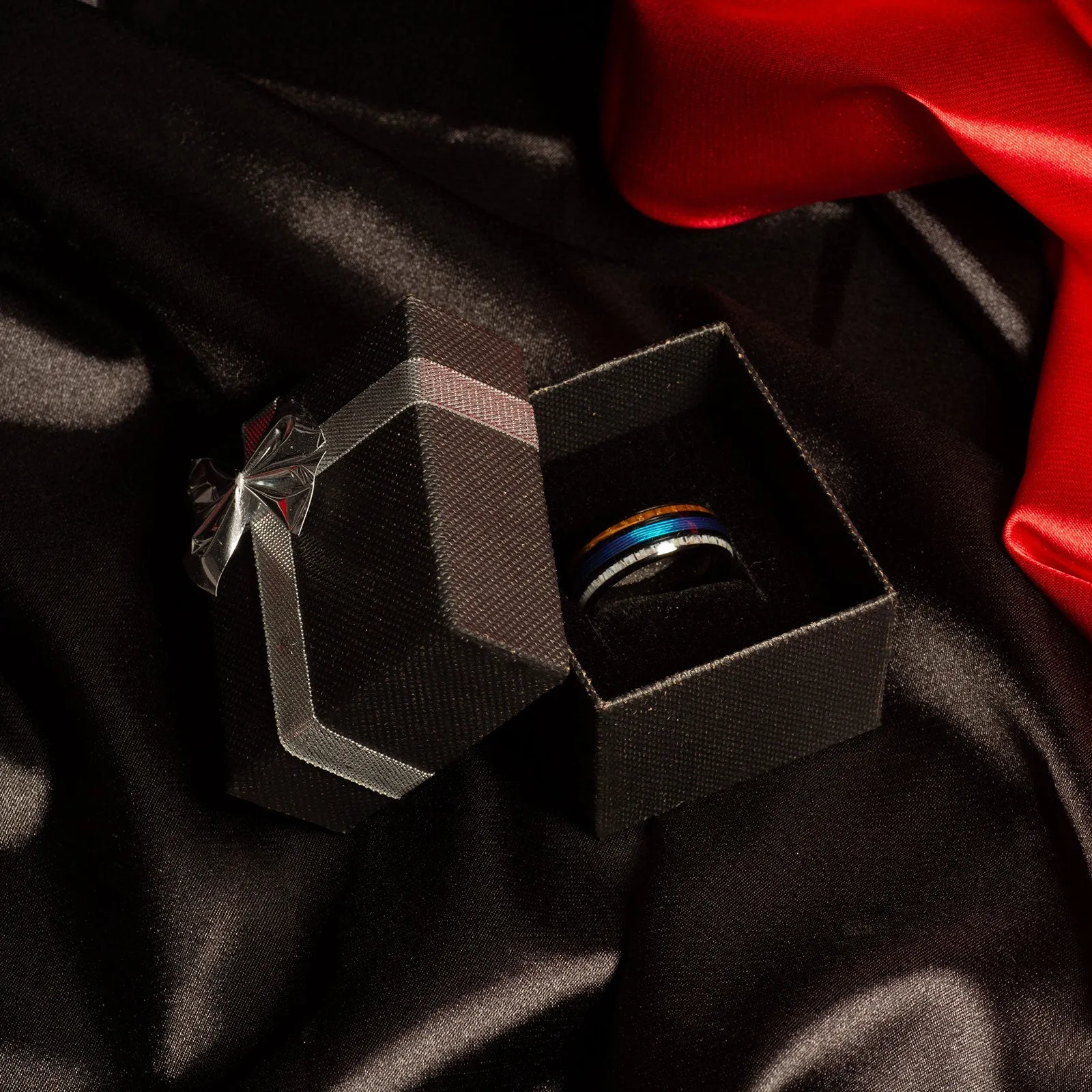 "Cairo" Purple Lapis Lazuli Meteorite Silver Arrow Dome Polished Rose Gold Tungsten Carbide Ring, 8mm