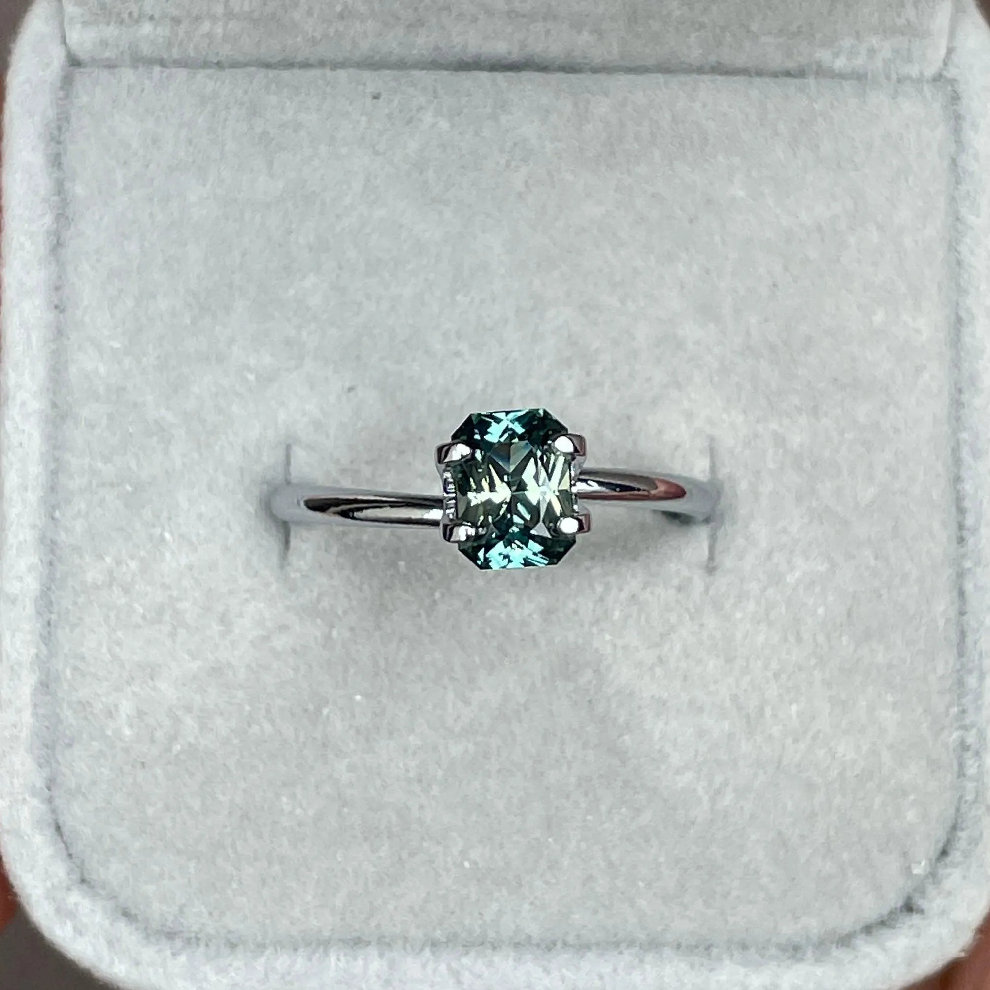 Radiant cut Greenish blue sapphire, Baylor Bears green 1.25 crt. Flawless CERTIFIED Stunning Loose Gemstone