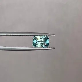 Radiant cut Greenish blue sapphire, Baylor Bears green 1.25 crt. Flawless CERTIFIED Stunning Loose Gemstone
