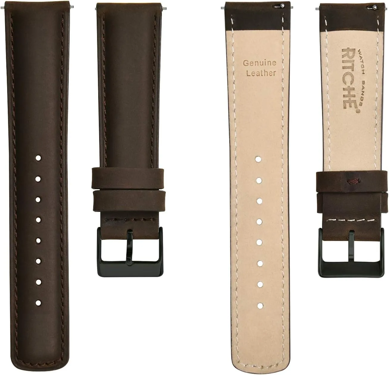 Ritche Classic Espresso Brown Leather Watch Bands