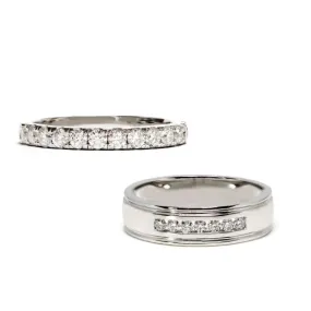 Safiya Moissanite Half Eternity and Channel Set 7 Stone Wedding Rings in 18K gold
