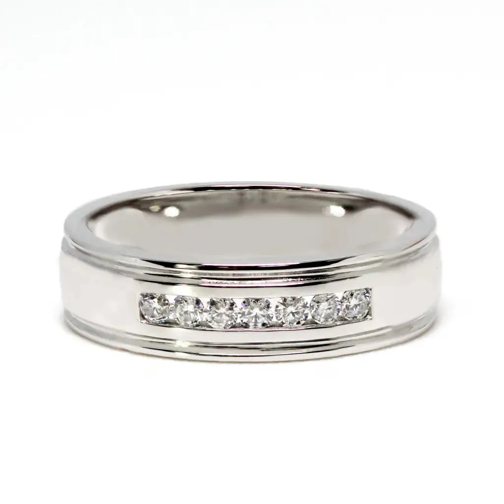 Safiya Moissanite Half Eternity and Channel Set 7 Stone Wedding Rings in 18K gold