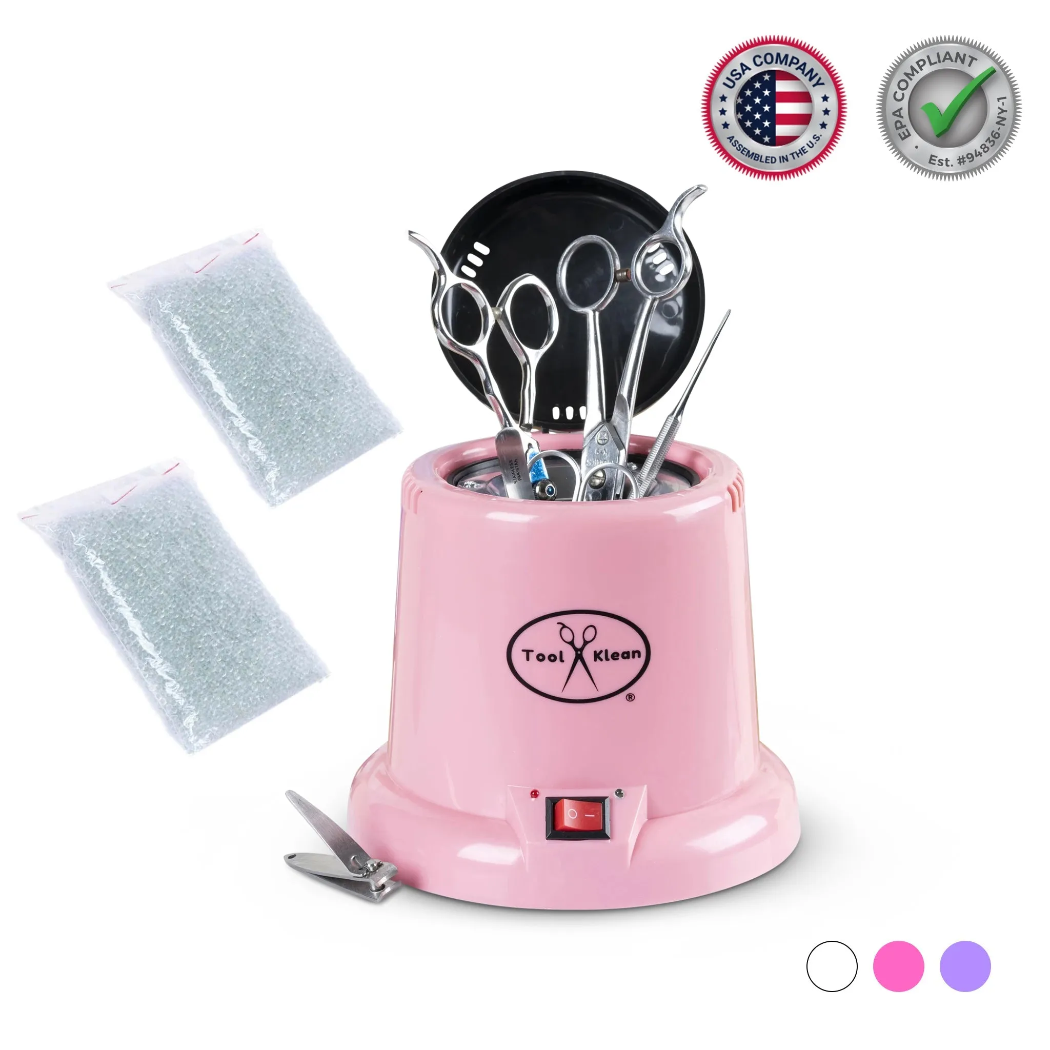 Salon Tool Sanitizer - Glass Bead Hot Cup Sanitizer in White, Pink, or Purple (Includes 2 Bags of Beads, an $11.98 value)