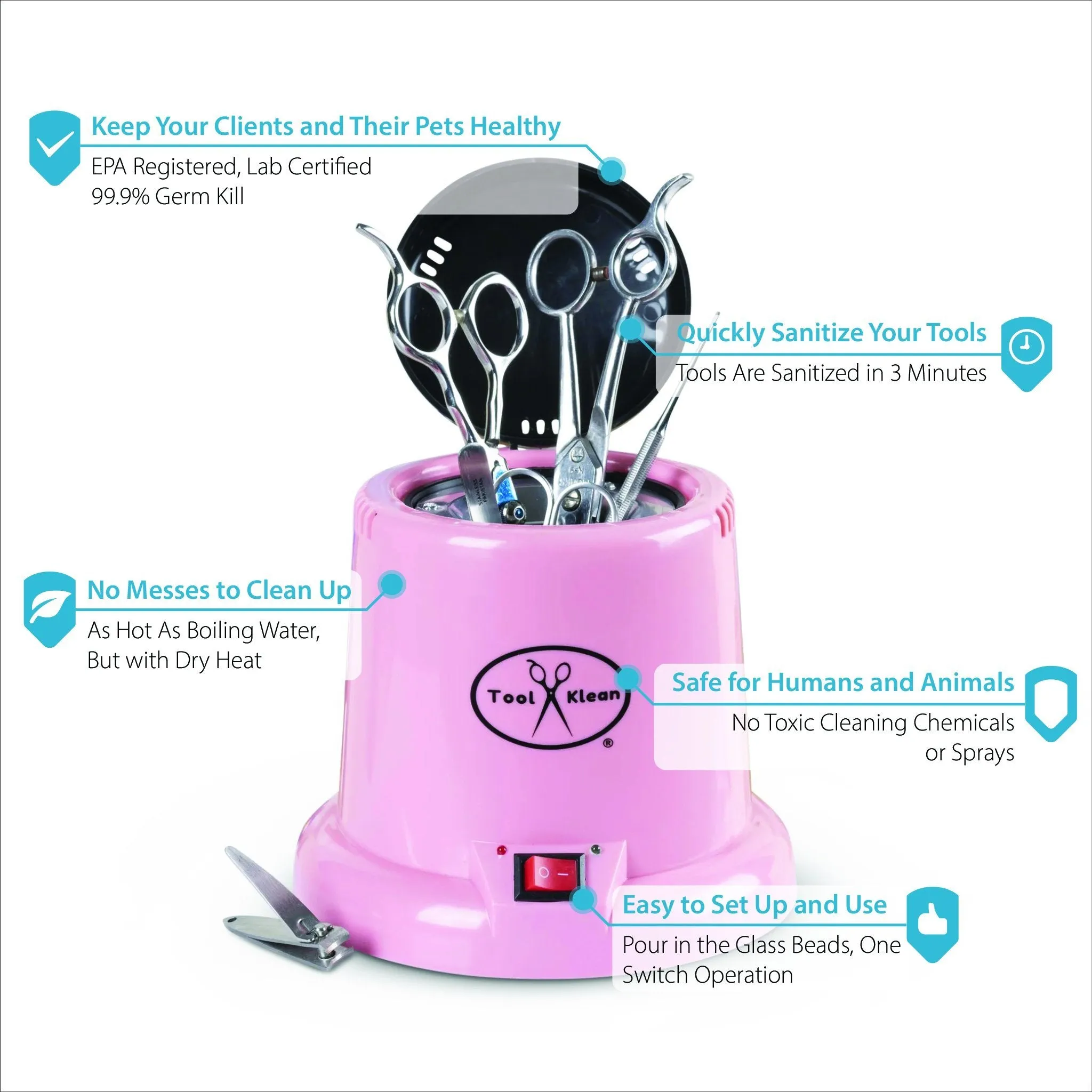 Salon Tool Sanitizer - Glass Bead Hot Cup Sanitizer in White, Pink, or Purple (Includes 2 Bags of Beads, an $11.98 value)