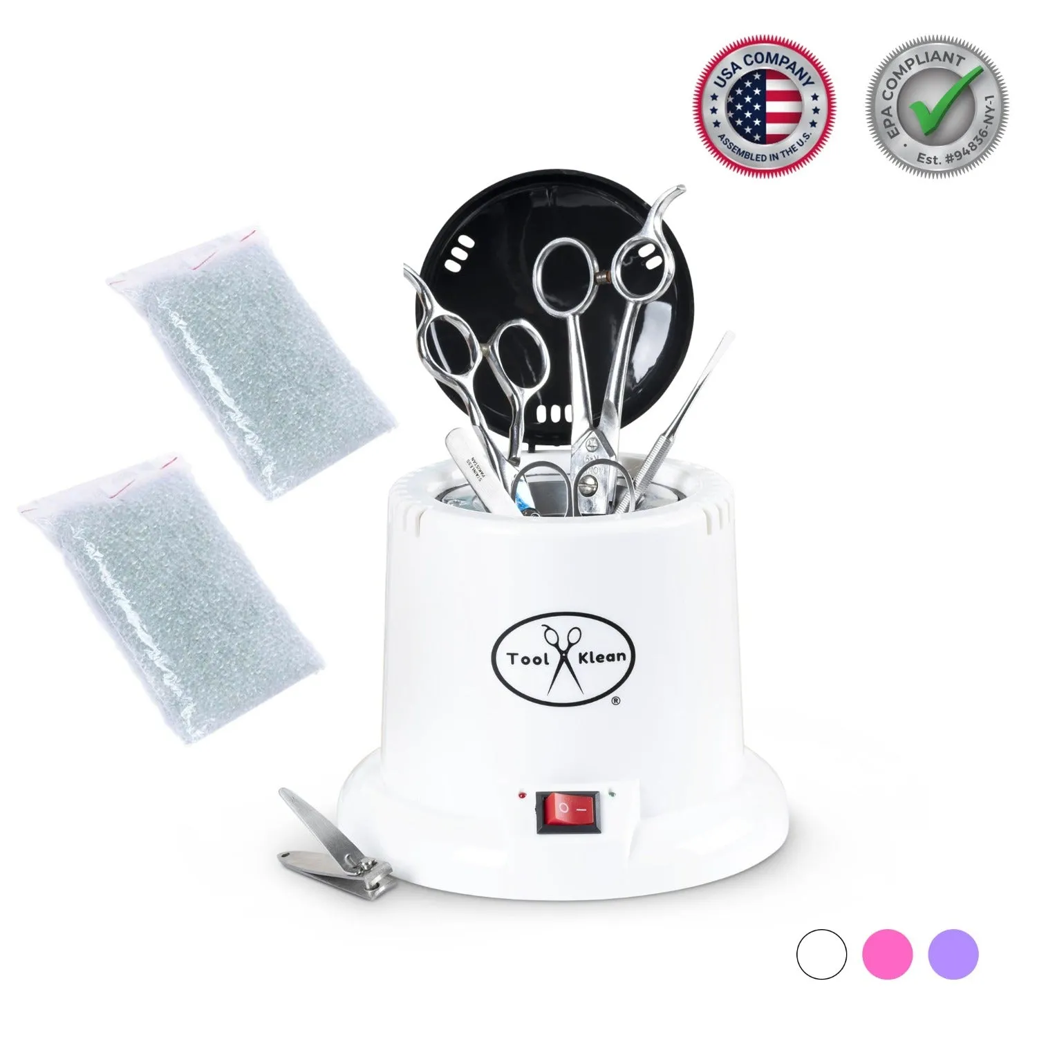 Salon Tool Sanitizer - Glass Bead Hot Cup Sanitizer in White, Pink, or Purple (Includes 2 Bags of Beads, an $11.98 value)