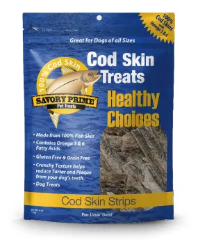 Savory Prime Cod Skin Fish Strips, Dog Treat, 16-oz Bag