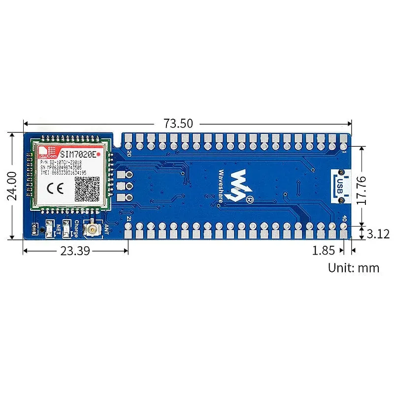 SIM7020E NB-IoT Module For Raspberry Pi Pico