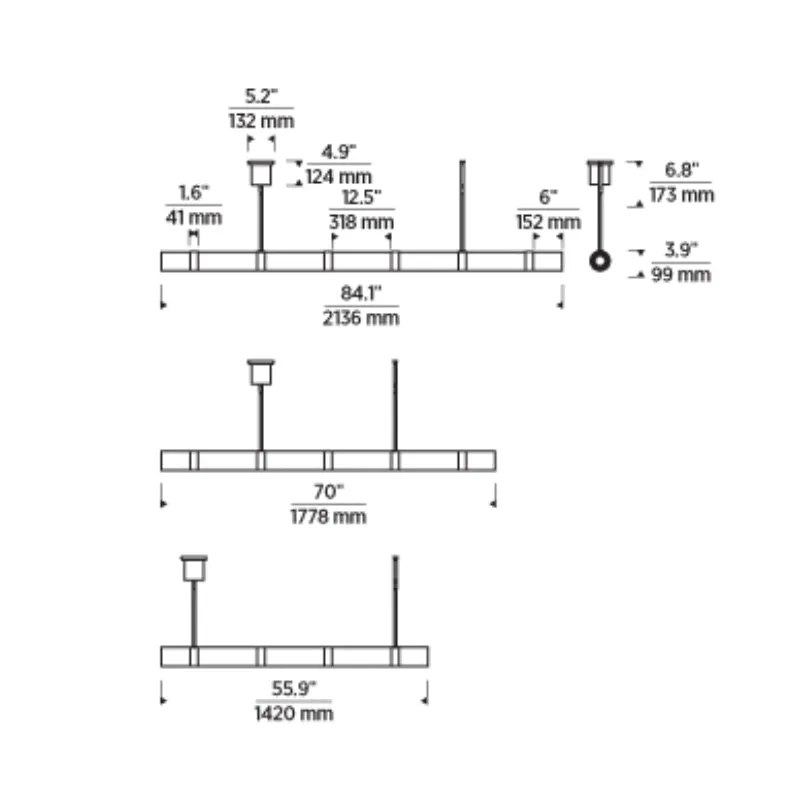 Tech 700LSWIT7 Wit 84" LED Linear Suspension, 7-Glass