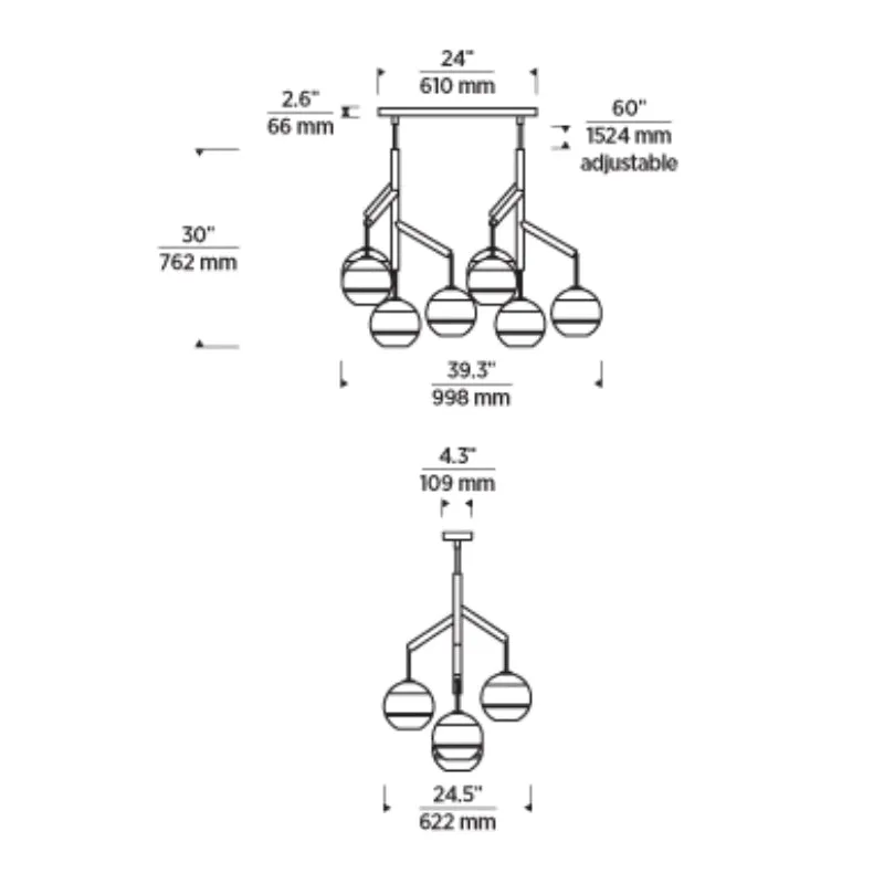 Tech 700SDNMPL2 Sedona Double 8-lt 39" LED Chandelier