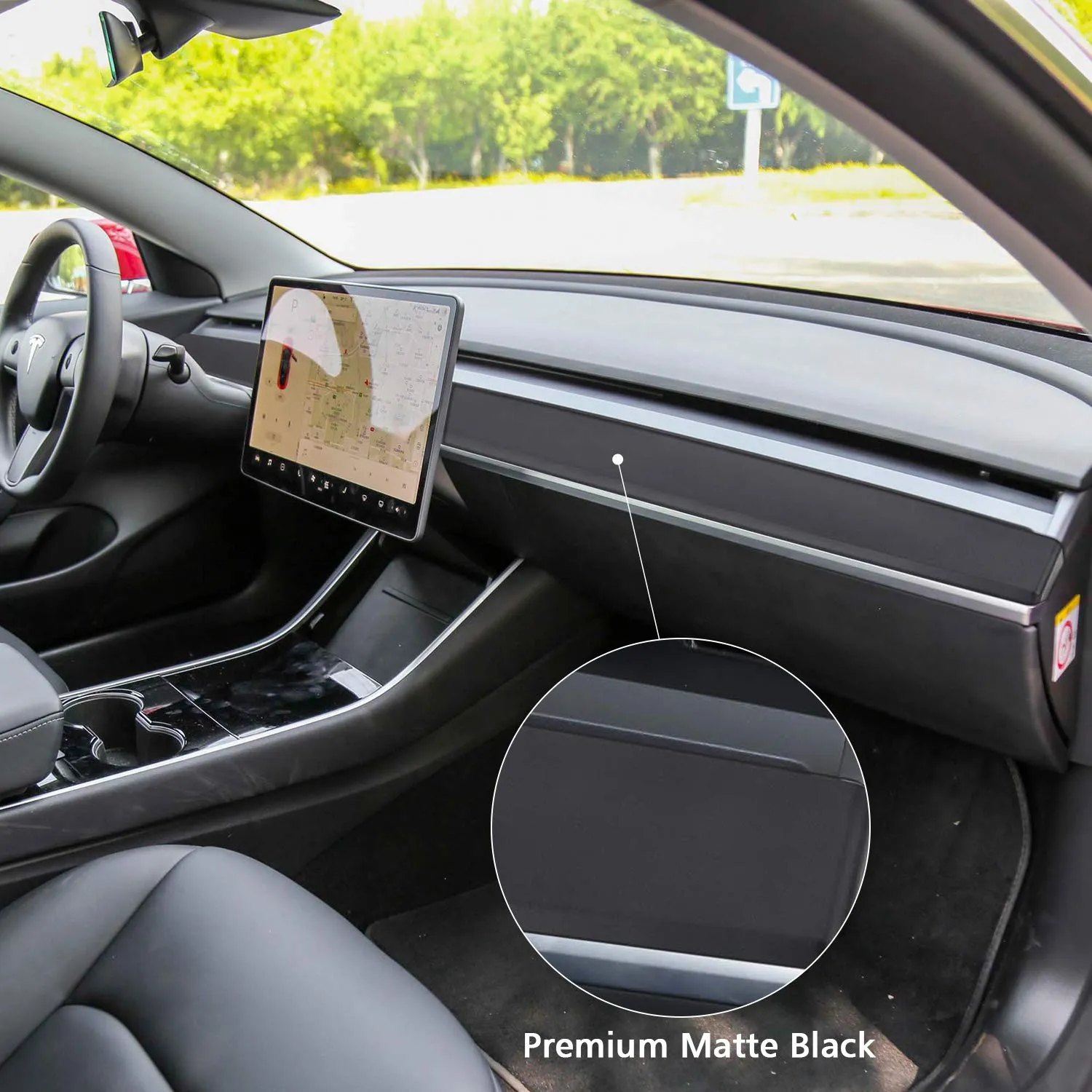 Tesla Model 3 & Y Matte Black Dashboard Cap