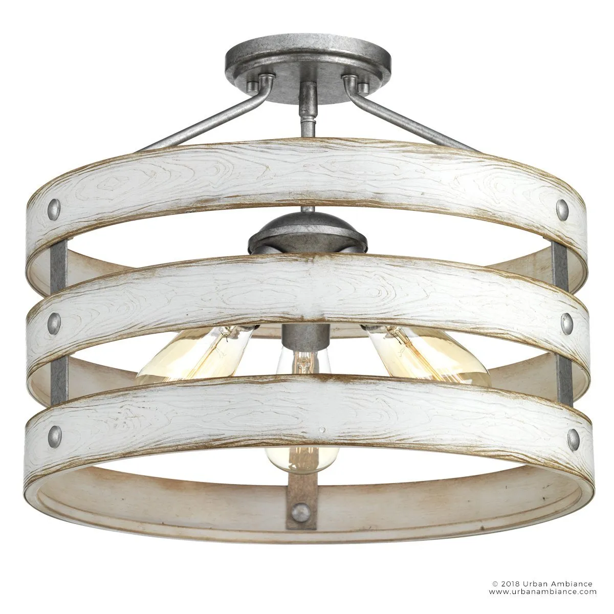 UHP2471 Modern Farmhouse Chandelier / Ceiling Fixture, 13-1/2"H x 17"W, Galvanized Steel, Adelaide Collection