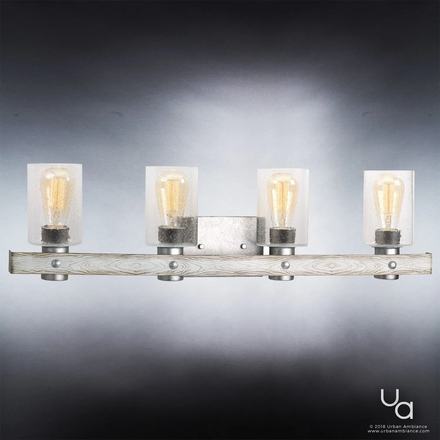 UHP2487 Modern Farmhouse Bath Fixture, 8-1/2"H x 32-7/8"W, Galvanized Steel Finish, Adelaide Collection